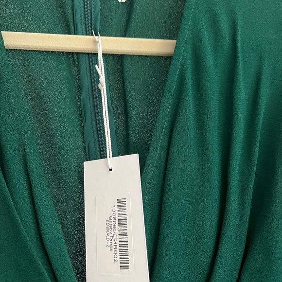 Reformation Gatsby Dress emerald dark green Size 2 deep v neck - Picture 9 of 12
